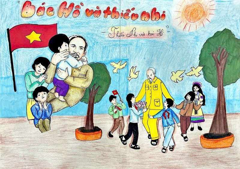 vẽ tranh Bác Hồ với thiếu nhi 17