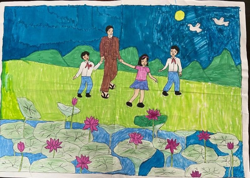 vẽ tranh Bác Hồ với thiếu nhi 23