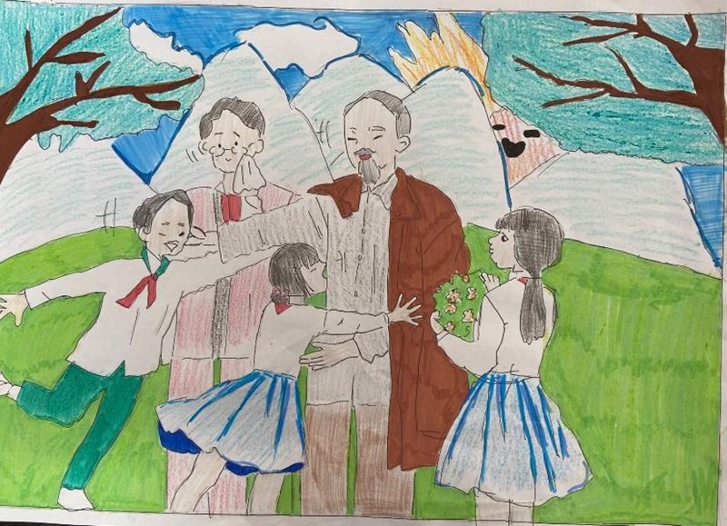 vẽ tranh Bác Hồ với thiếu nhi 25