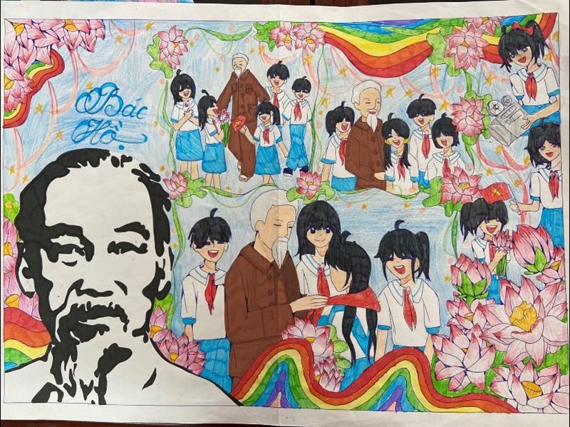 vẽ tranh Bác Hồ với thiếu nhi 27