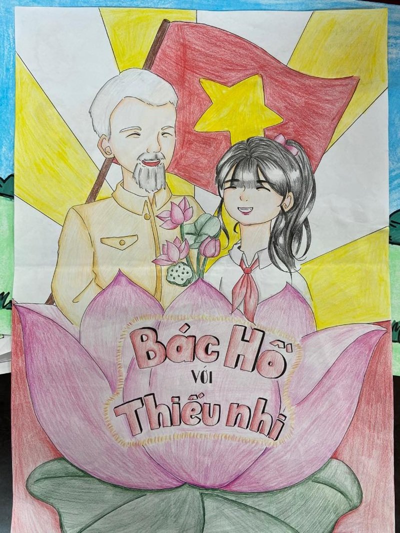 vẽ tranh Bác Hồ với thiếu nhi 38