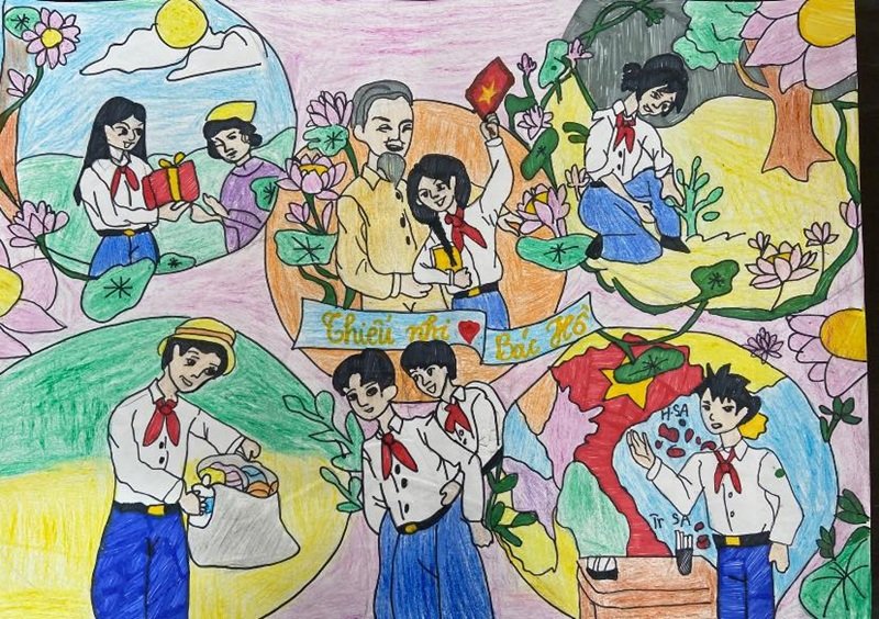 vẽ tranh Bác Hồ với thiếu nhi 41