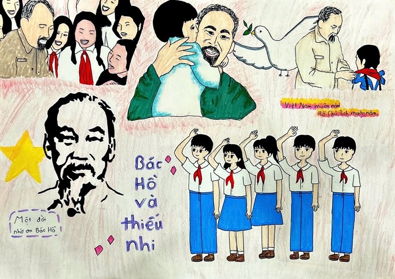 vẽ tranh Bác Hồ với thiếu nhi 11