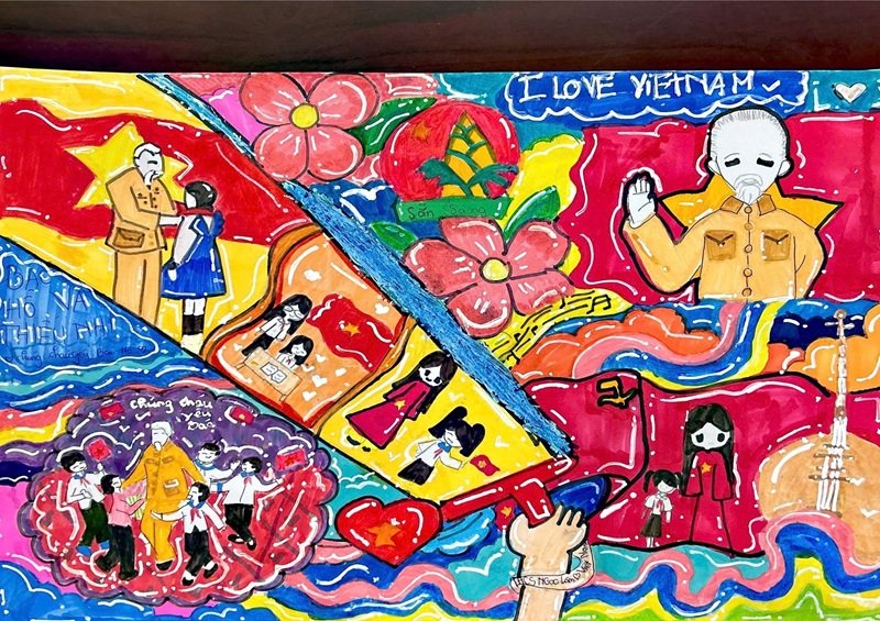 vẽ tranh Bác Hồ với thiếu nhi 12