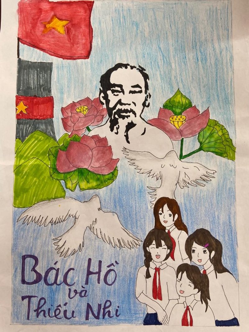 vẽ tranh Bác Hồ với thiếu nhi 44